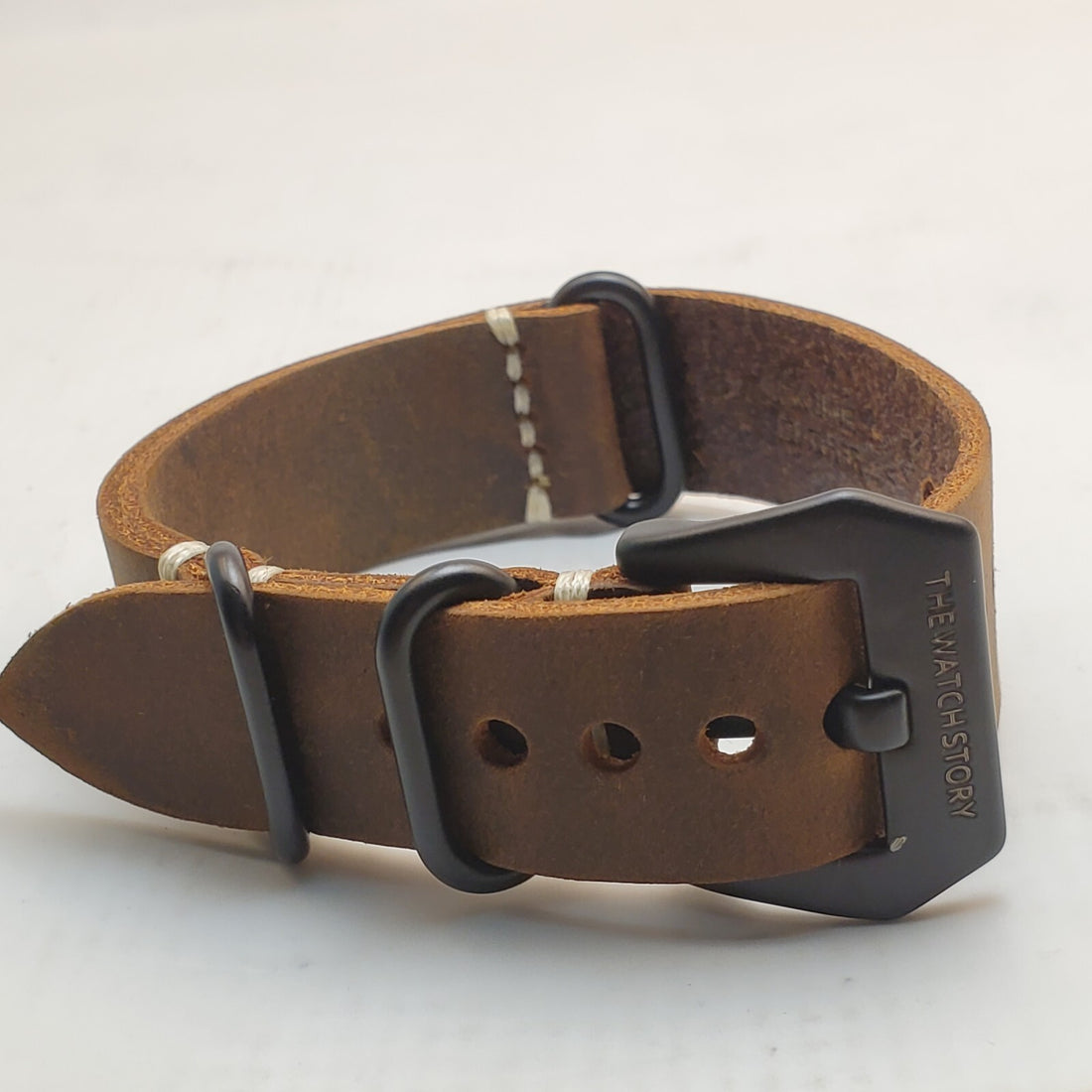 Genuine Leather Watch Band, 20mm, Dark Brown, One-Piece — photo 1
