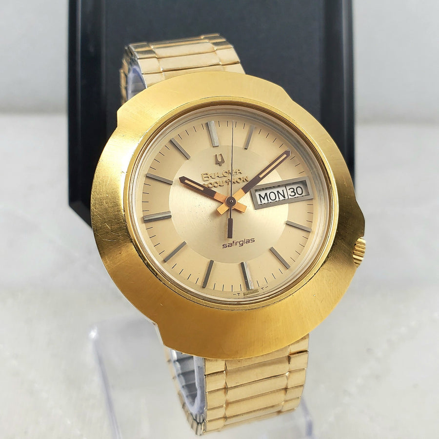 Bulova Accutron Sputnik Safirglas Tuning Fork Swiss Gold Mens Watch — Pre-Owned, photo 1
