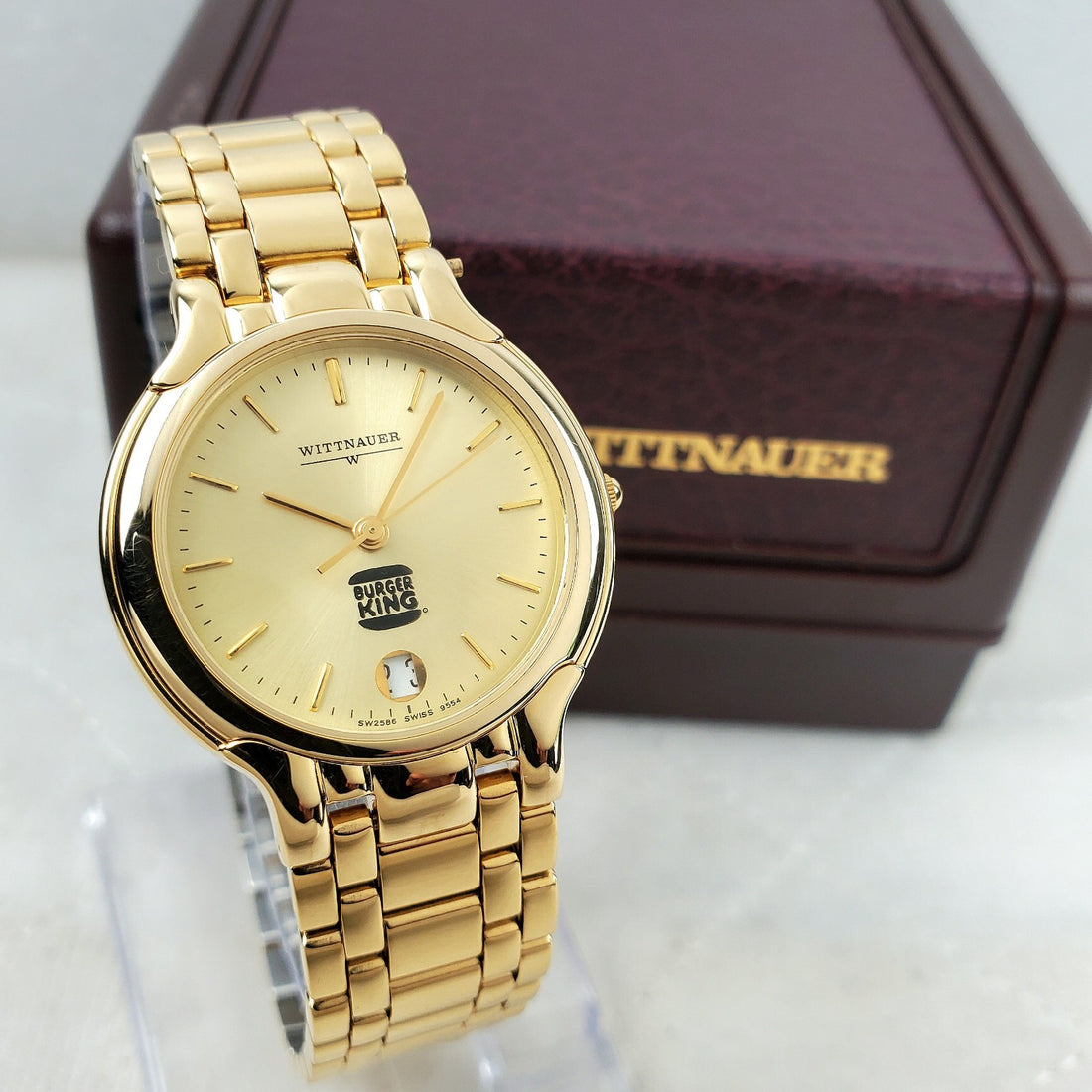 Wittnauer Longines Burger King SW2586 Swiss Quartz Gold Tone Men's Watch — Pre-Owned, photo 1