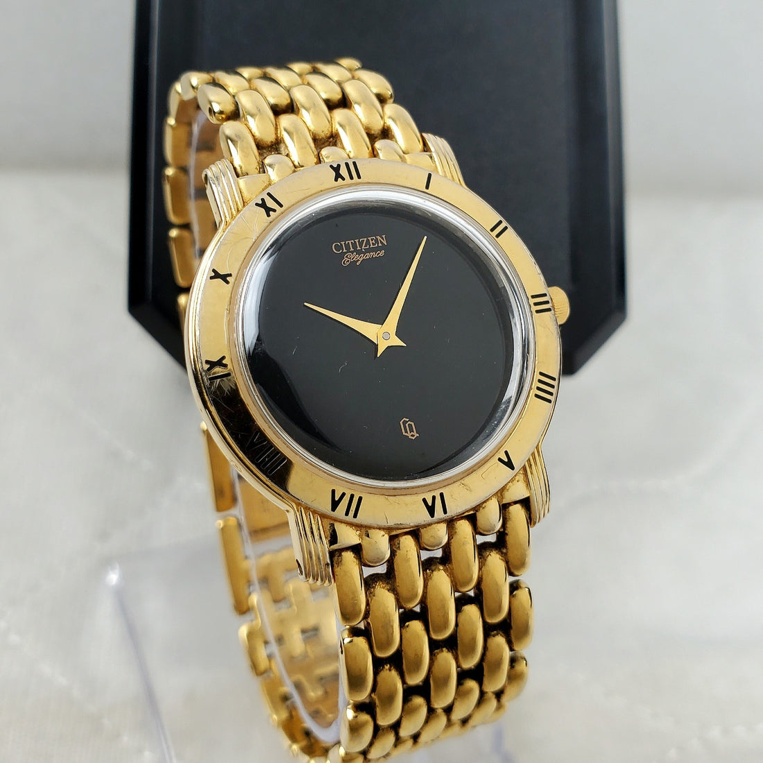 Citizen Elegance CQ 4620-S25996 Roman Beads of Rice Gold/black Watch — Pre-Owned, photo 1
