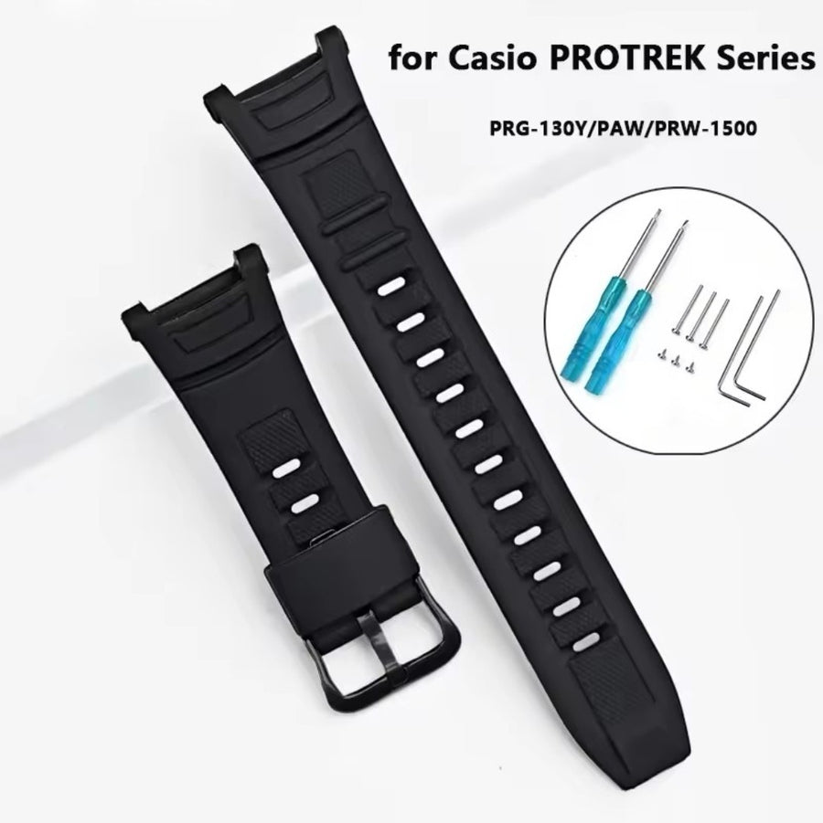 Watch Band with Removal Tool for Casio Pro-Trek PRW-1500/PAW-1500/PRG-130, Black — photo 1