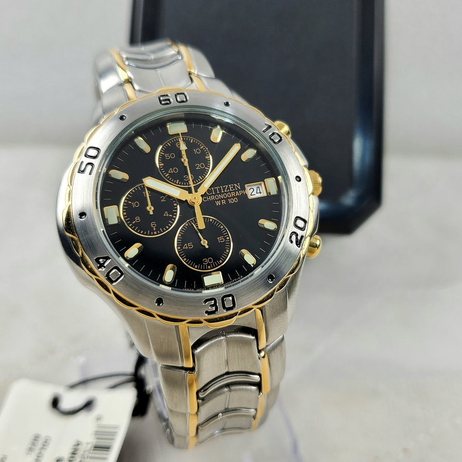 Citizen Chronograph 0510-S003474 Two-tone/black WR 100M Date Men's Watch — Pre-Owned, photo 1