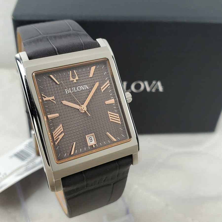 Bulova Sutton Tank 96B443 Classic Japan Beige Sapphire Men's Watch NEW — Pre-Owned, photo 1