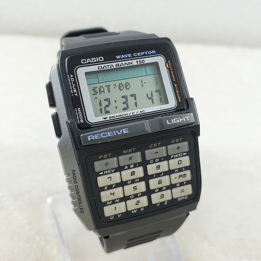 Casio Data Bank 150 Wave Ceptor DBC-W150 Calculator Telememo Black Men's Watch — Pre-Owned, photo 1
