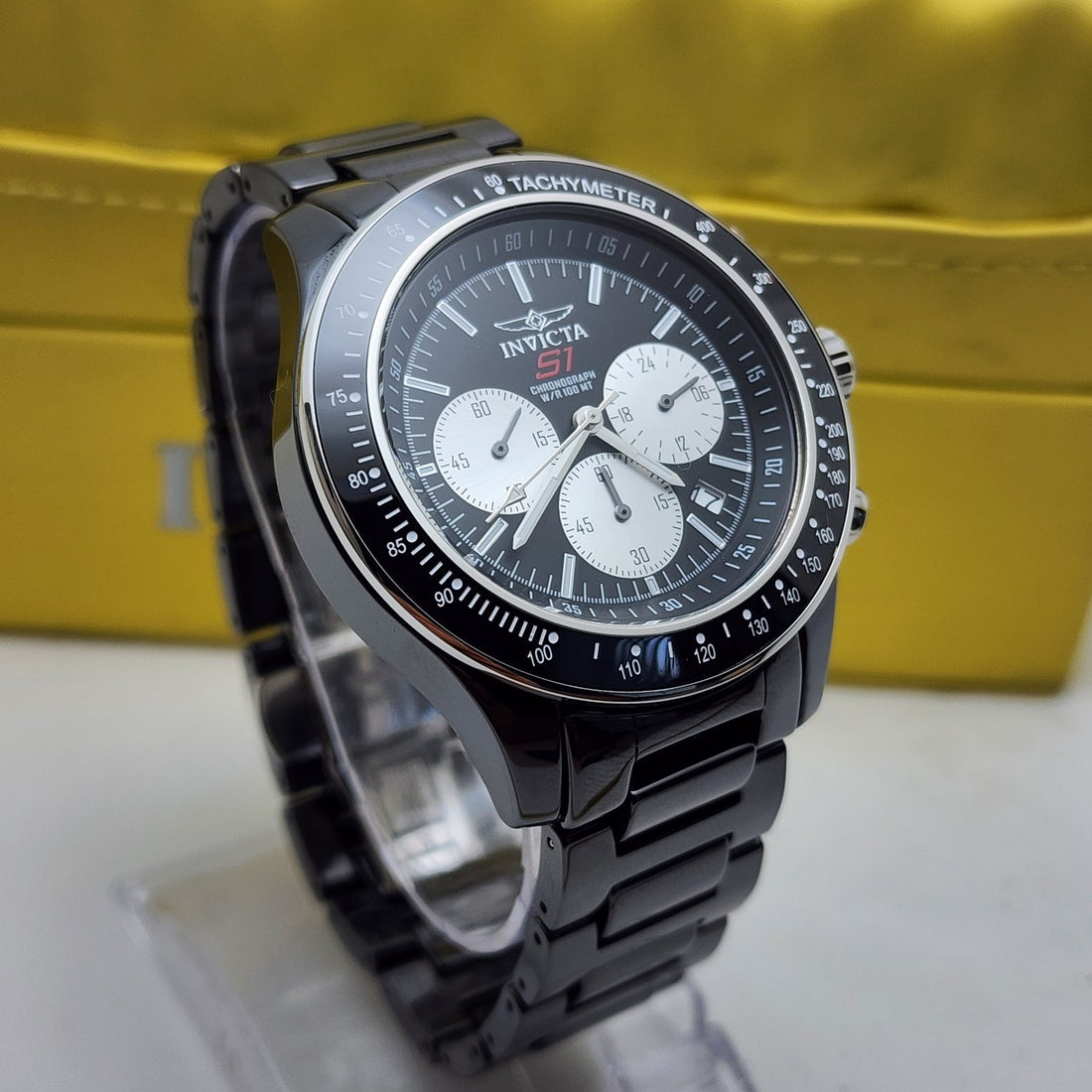Invicta S1 Rally 23835 Chronograph Date WR 100M Black Tachymeter Men's Watch — Pre-Owned, photo 1