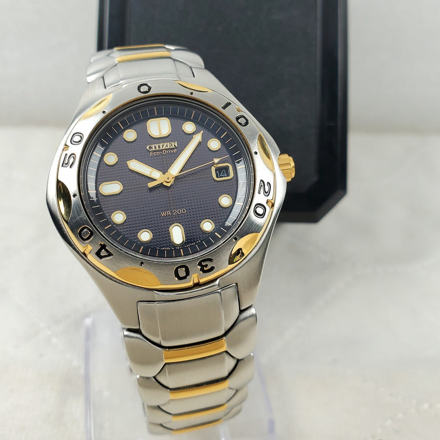 Citizen Eco-drive 7871-H19331 WR 200M Date Two-tone Classic Japan Men's Watch — Pre-Owned