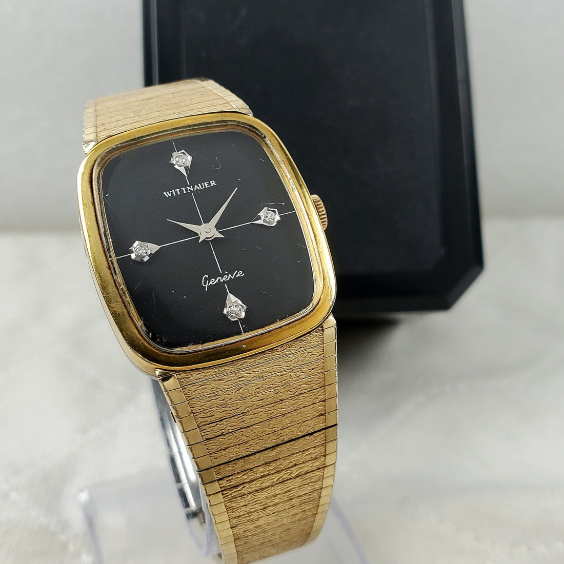 Wittnauer Geneve Swiss Black/gold Diamond Classic Men's Watch — Pre-Owned