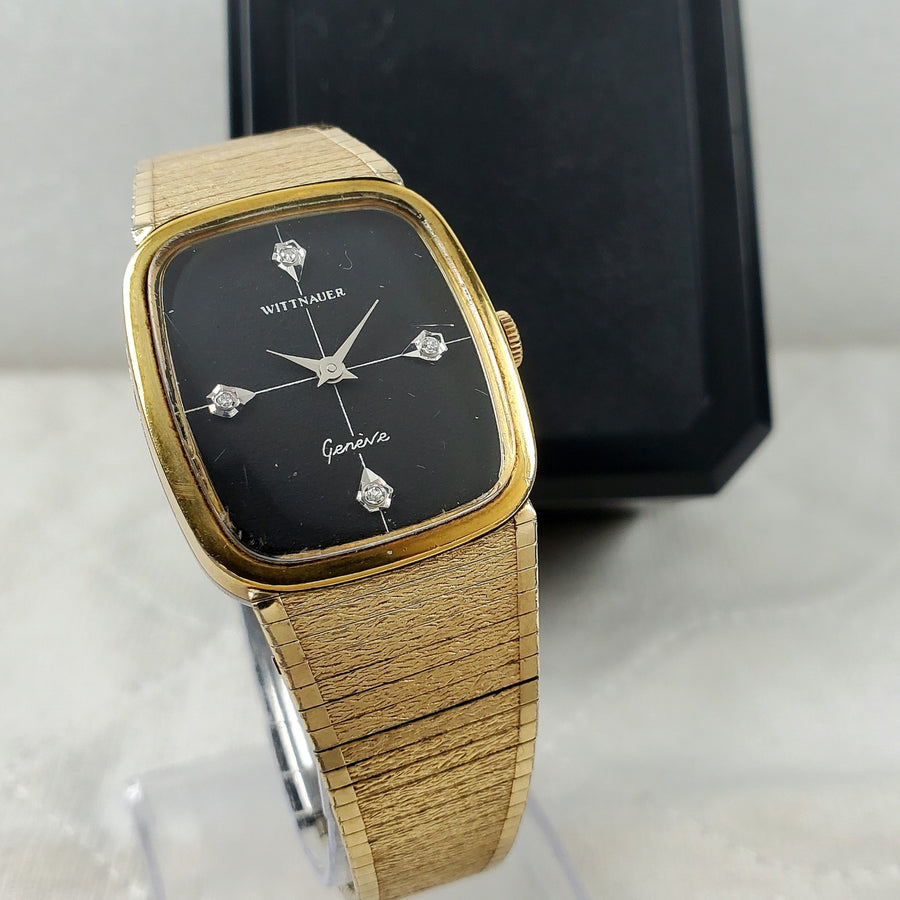 Wittnauer Geneve Swiss Black/gold Diamond Classic Men's Watch — Pre-Owned