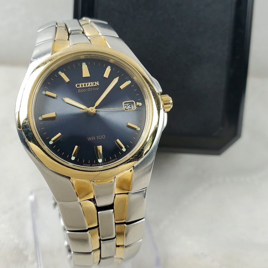 Citizen Eco-drive E110-K15699 Two-tone/gray WR 100M Japan Mov't Men's Watch — Pre-Owned, photo 1
