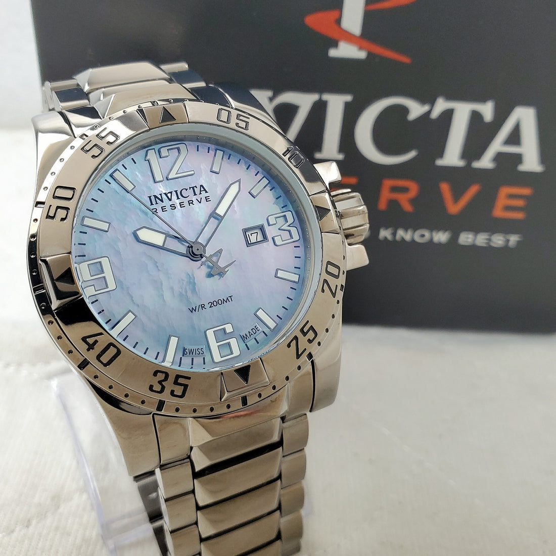 Invicta Reserve Excursion 0515 Swiss Made Blue Mother of Pearl Men's Watch — Pre-Owned, photo 1