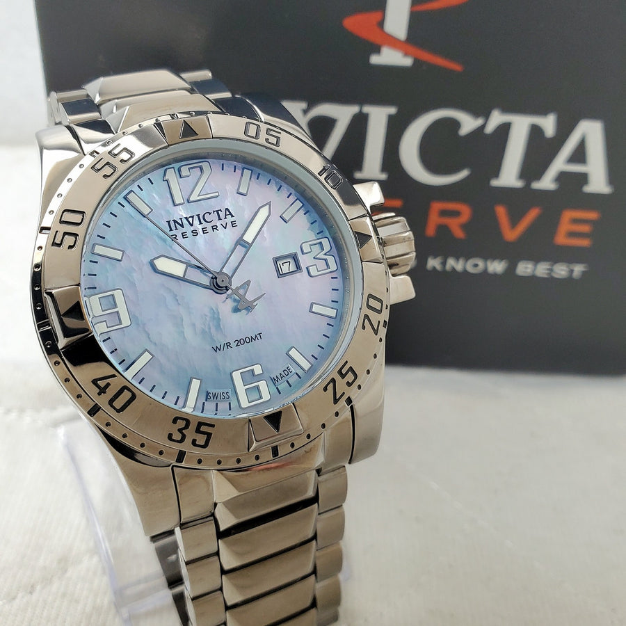 Invicta Reserve Excursion 0515 Swiss Made Blue Mother of Pearl Men's Watch — Pre-Owned, photo 1