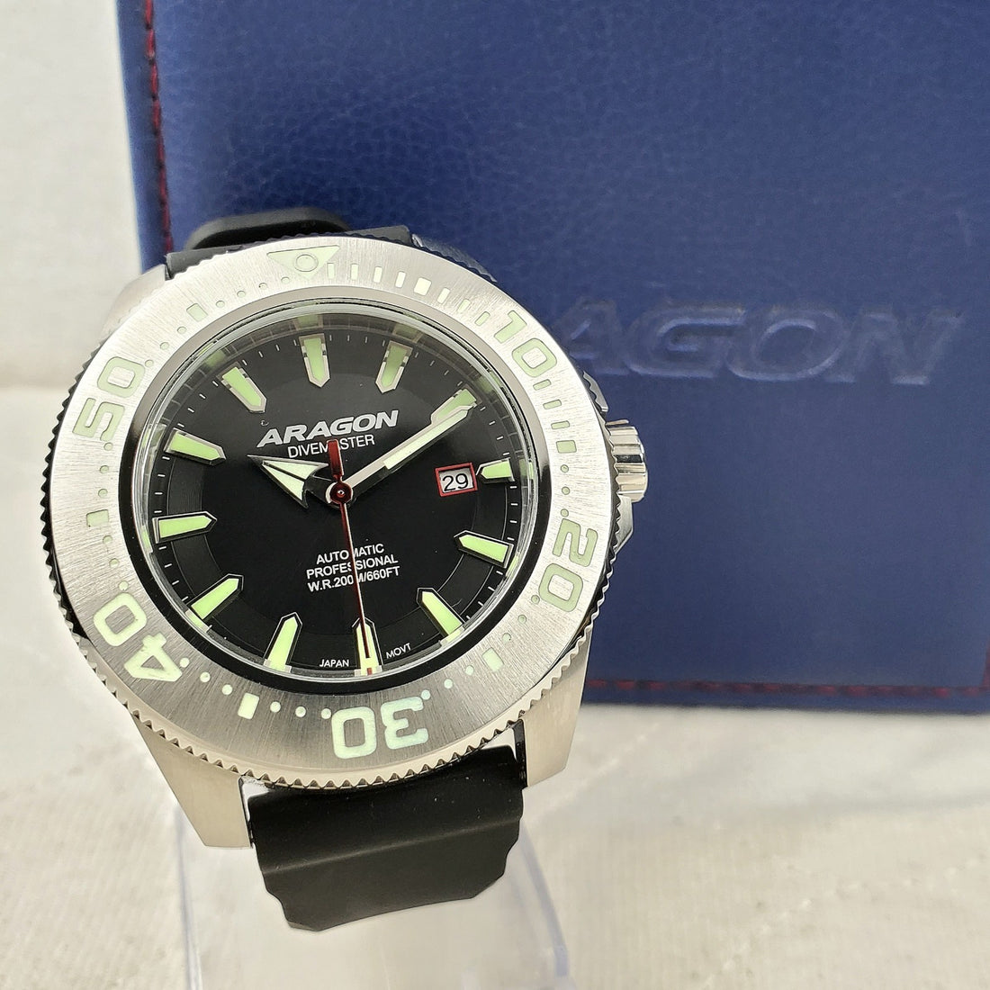 Aragon Divemaster Professional Automatic A058 Black Diver 200M Men's Watch — Pre-Owned