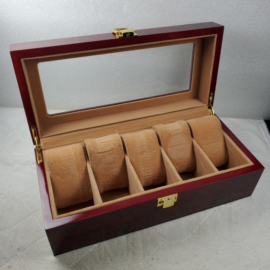 Wooden Watch Box, 5-Slot, Brown — photo 1