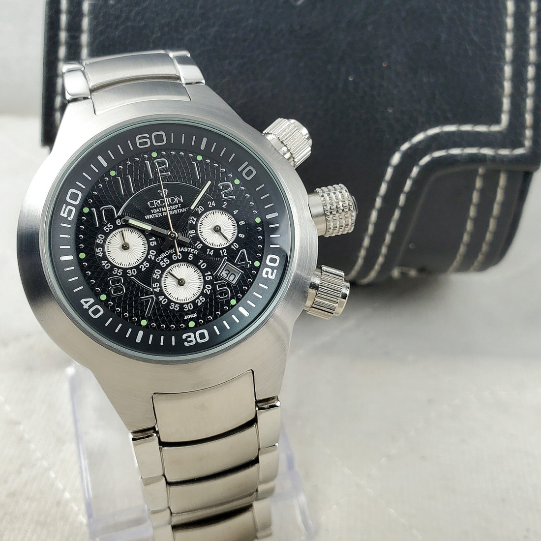Croton Chronomaster Japan Chronograph Black WR 100M 24-HOUR Date Men's Watch — Pre-Owned, photo 1