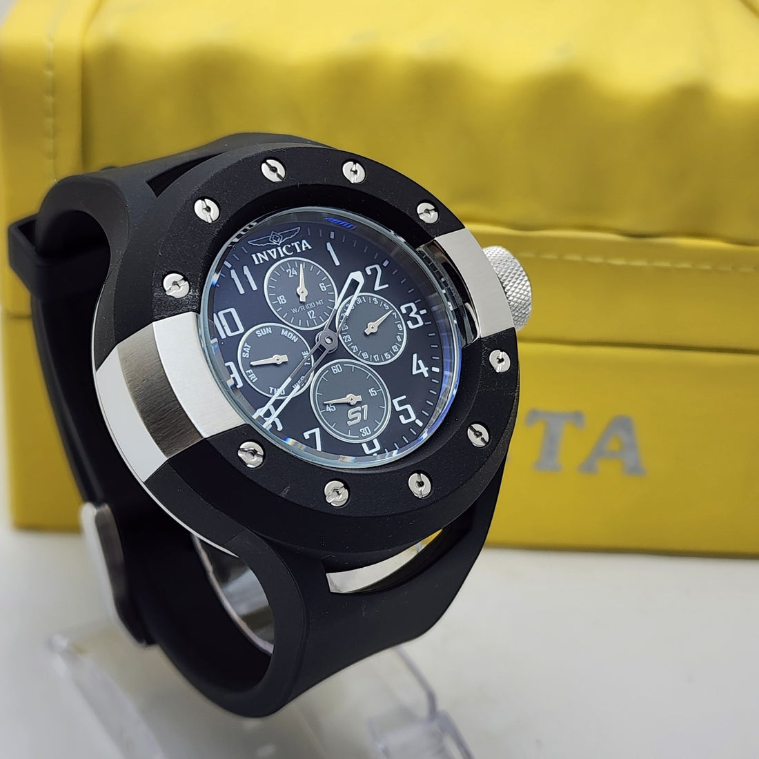Invicta S1 Rally 17384 Black WR 100M Multi-function Date Men's Watch — Pre-Owned, photo 1