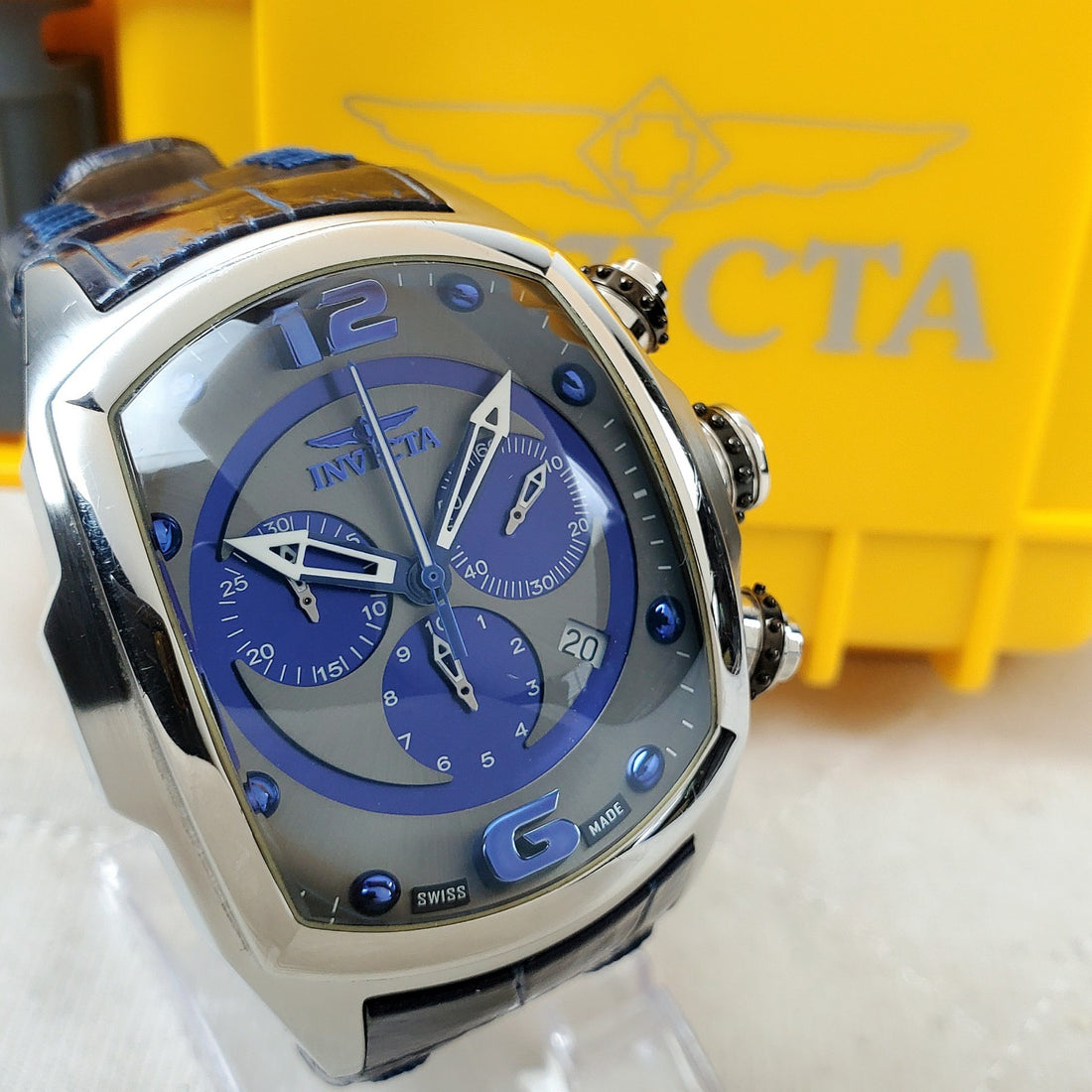 Invicta Lupah Swiss Made Chronograph 6093 Black Blue Men's Watch — Pre-Owned, photo 1