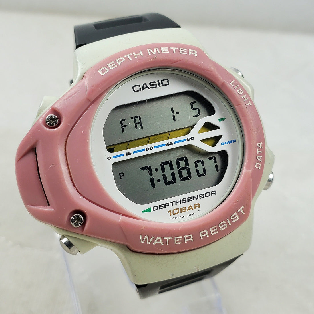 Casio Depth Meter SNK-200 Depthsensor Alarm Chronograph Pink WR 100M Men's Watch — Pre-Owned, photo 1