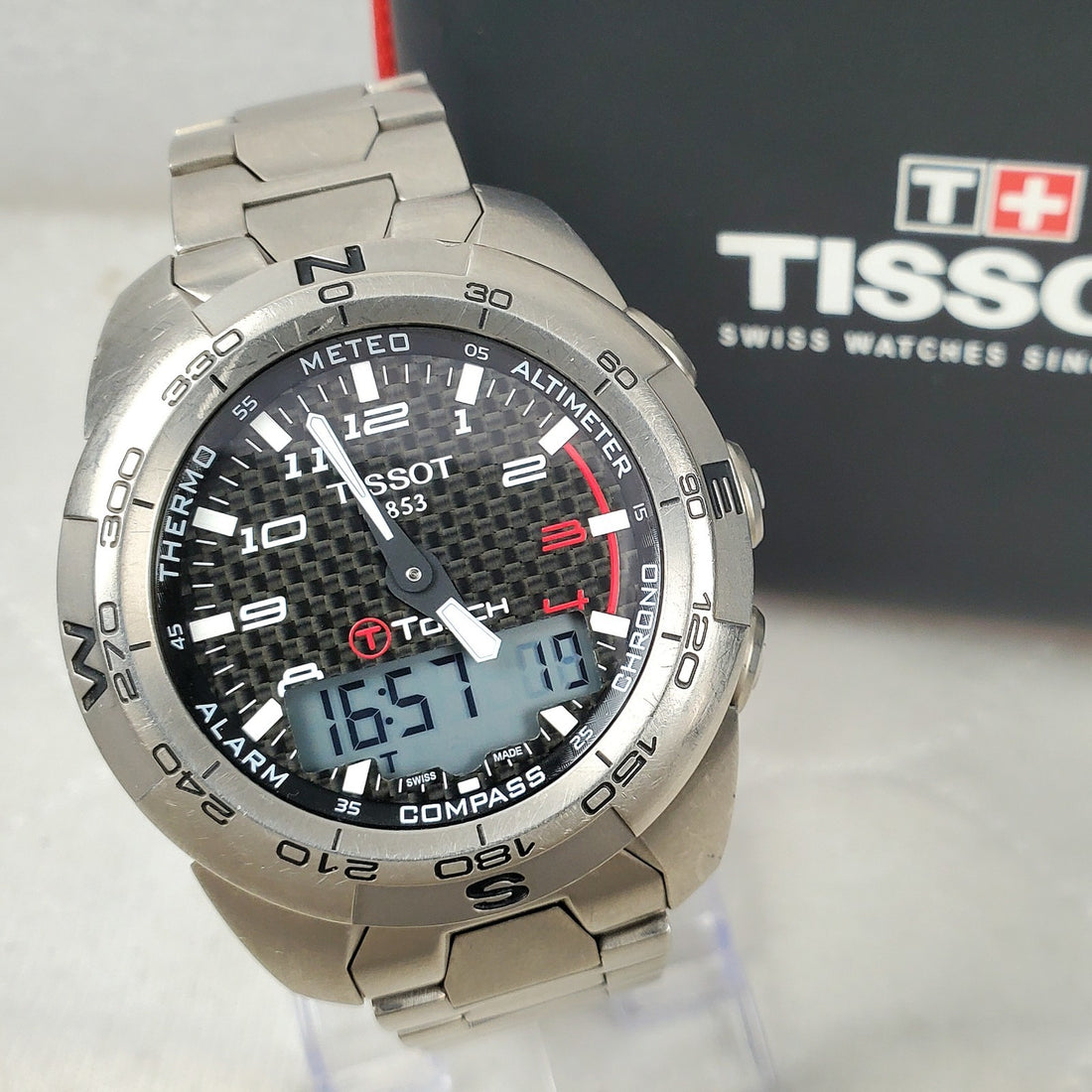 Tissot T-touch II Titanium T047.420.44.207.00 Ana-digi Men's Watch Smart Watch — Pre-Owned