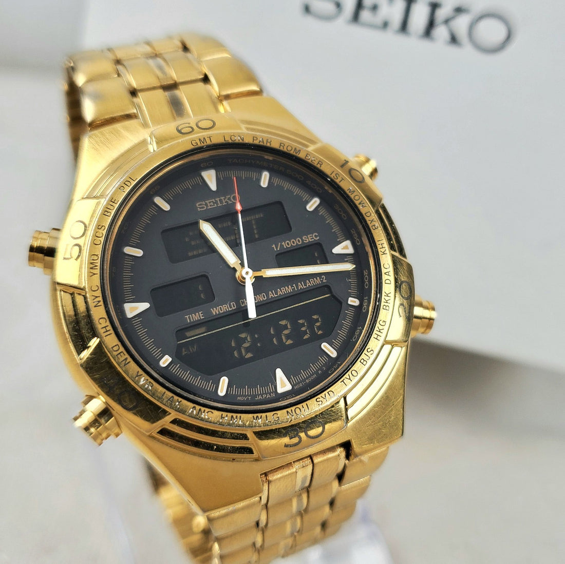 Seiko H021-8018 World Time Alarm Chronograph Ana-digi Men's Watch — Pre-Owned, photo 1