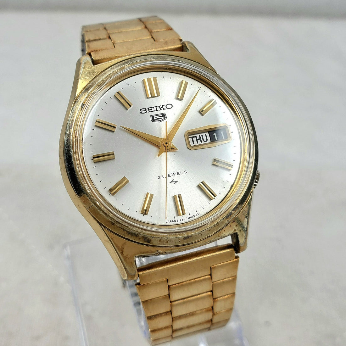 Seiko 5 Automatic 5126-7010 Day/date Japan Gold/white Men's Watch — Pre-Owned, photo 1