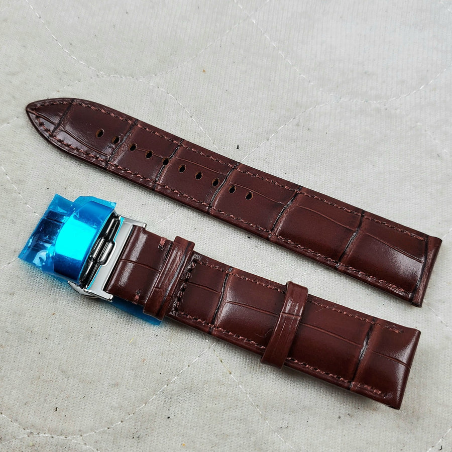 Leather Deployment Buckle for Seiko/Grand Seiko, 19mm, Brown — photo 1