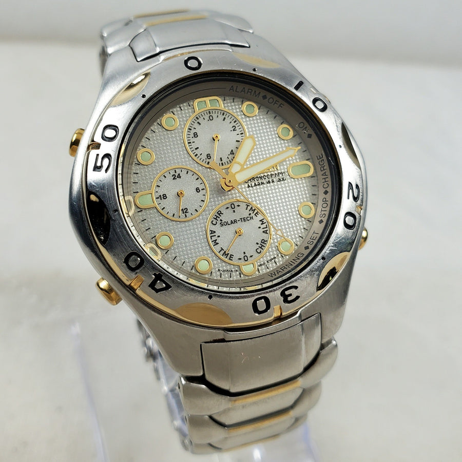 Citizen Solar-tech 0850-H19357 Alarm Chronograph Two-tone Japan Men's Watch — Pre-Owned, photo 1