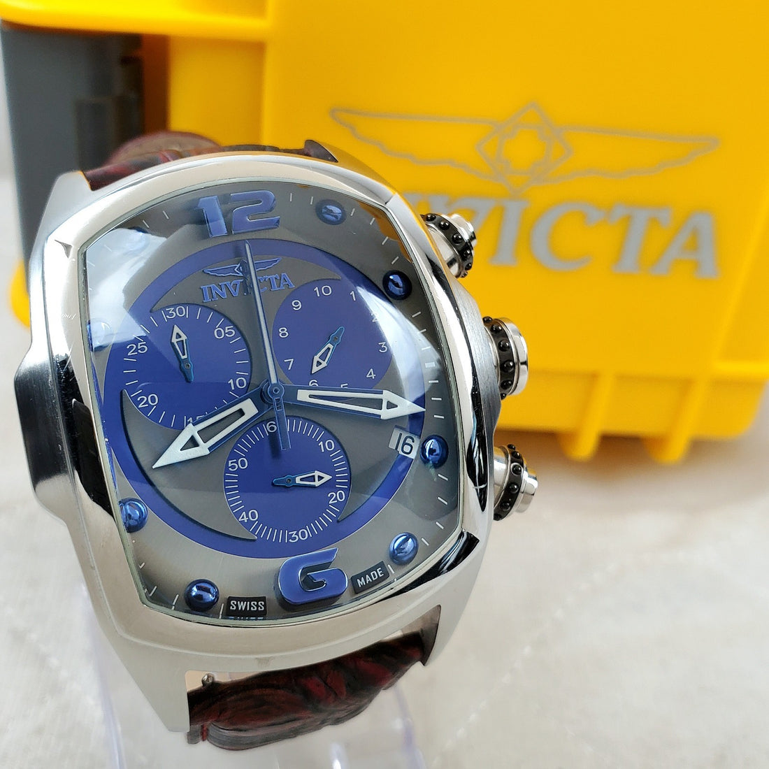 Invicta Lupah Swiss Made Chronograph 6101 Black Blue Men's Watch — Pre-Owned, photo 1