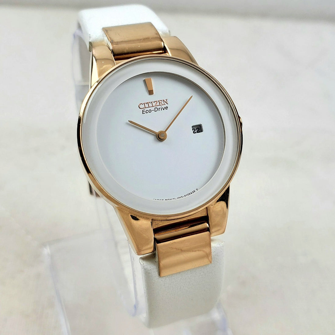Citizen Eco-drive J015-S086931 Rose Gold/white Date Women's Watch — Pre-Owned, photo 1