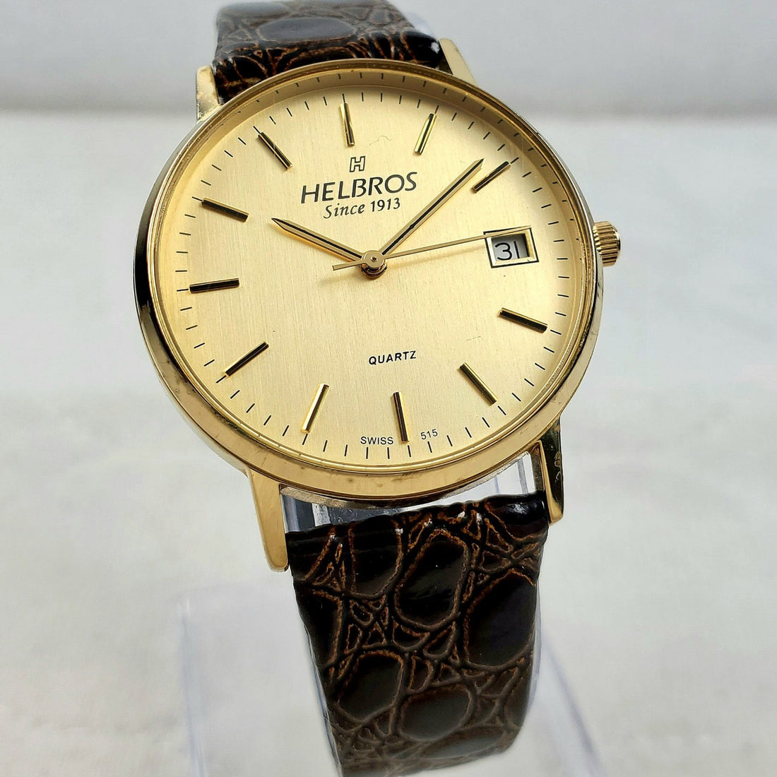 Helbros Quartz Swiss 515 Date Elegant Classic 34MM Men's Watch — Pre-Owned, photo 1