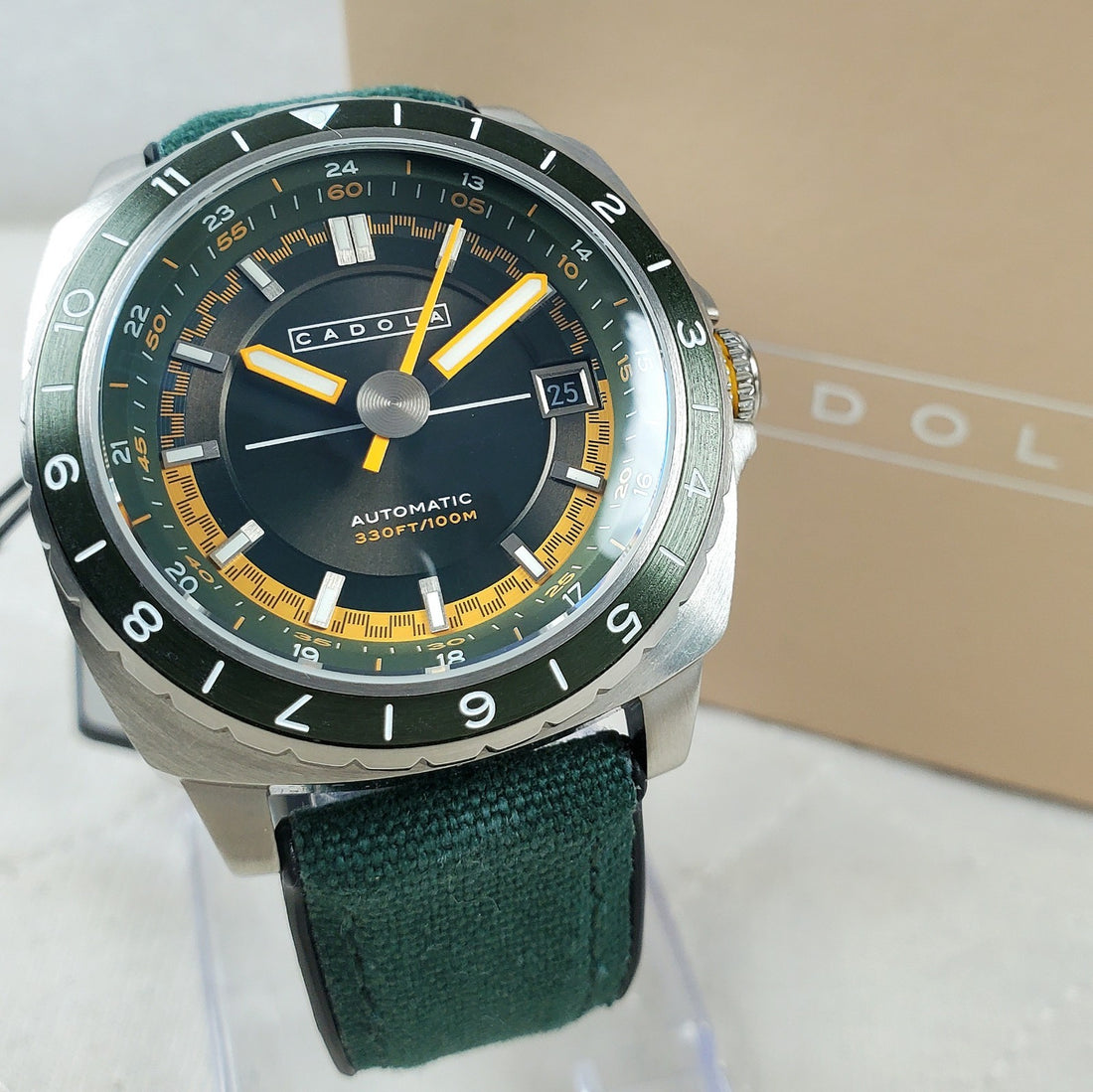 Cadola Overdrive Automatic Sports CD-1063 Green Date WR 100M 41MM Men's Watch — Pre-Owned