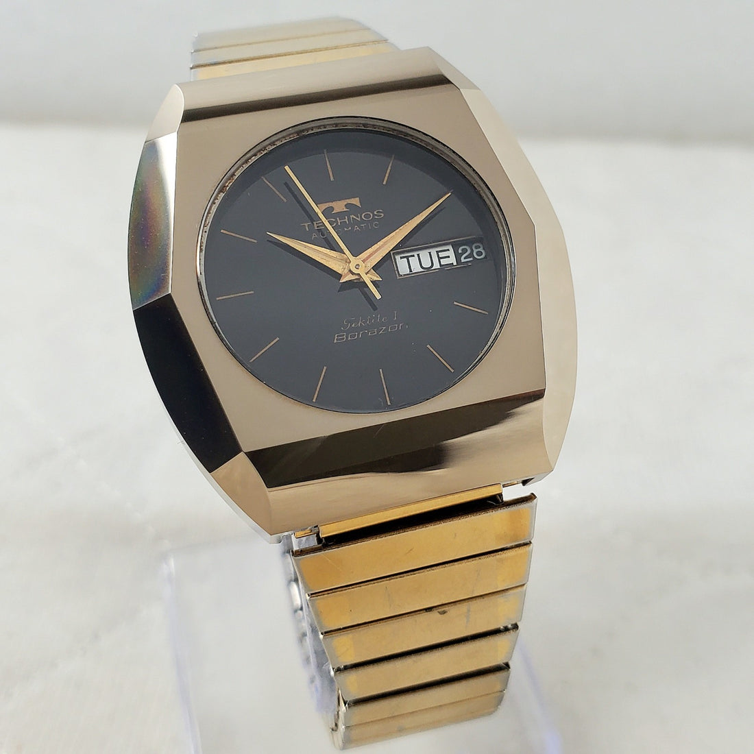 Technos Tactile 1 Borazon Swiss Day/date Gold Tone 36MM Men's Watch — Pre-Owned, photo 1