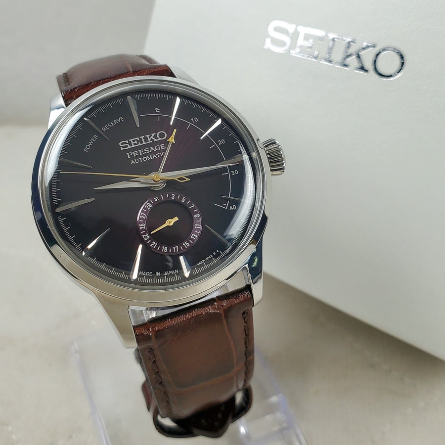Seiko Presage 4R57-00E0 Automatic Dark Red/brown Power Reserve 40MM Men's Watch — Pre-Owned