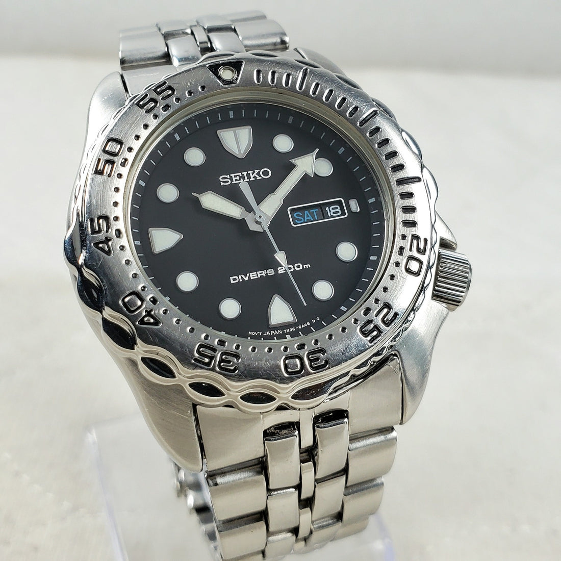 Seiko Scuba Diver's 200M Diver 7N36-6A49 Quartz Black Day/date Watch — Pre-Owned