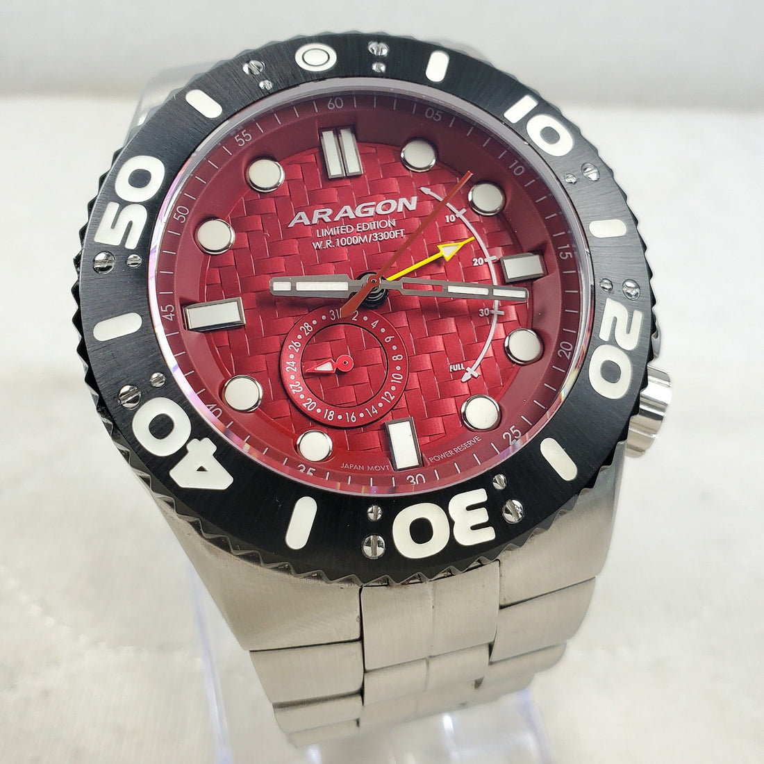 Aragon A424 Power Reserve Limited Edition RED Automatic Diver 1000M Men's Watch — Pre-Owned, photo 1