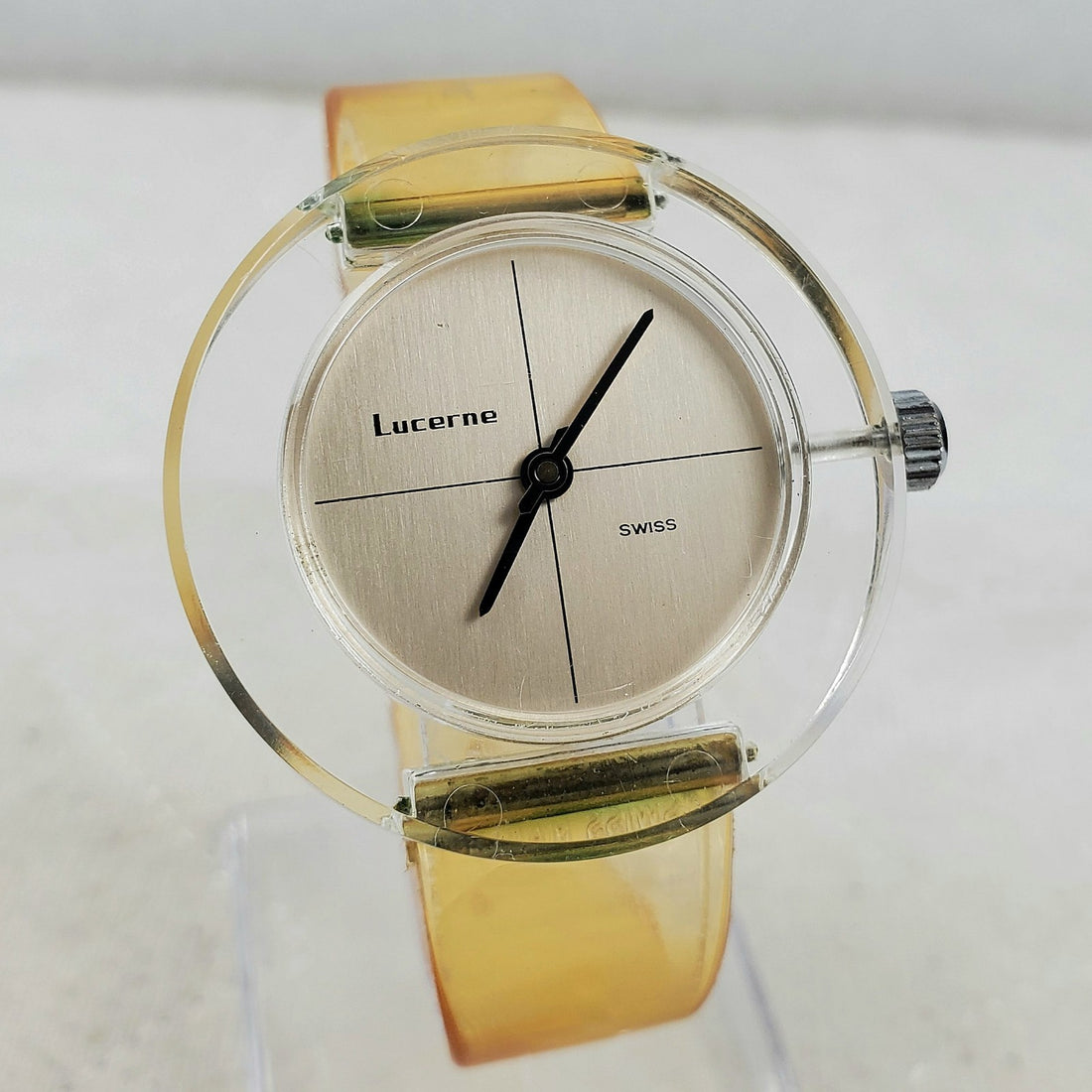 Lucerne Lucite Swiss Mechanical Handwind Clear Unisex Watch — Pre-Owned, photo 1
