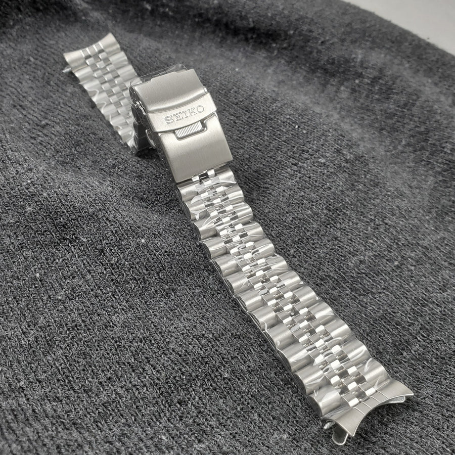 Stainless Steel Jubilee-Style Watch Band for Seiko, 20mm, Silver, with Logo — photo 1