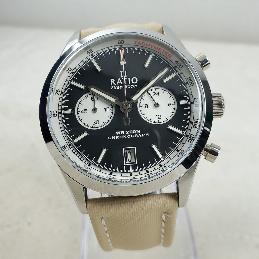 Ratio Street Racer RTC012 Reverse Panda WR 200M Chronograph 42MM Men's Watch — Pre-Owned
