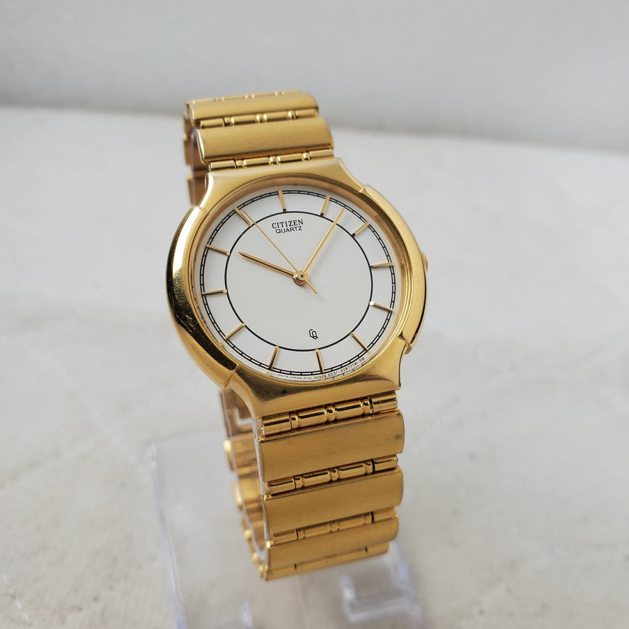 Citizen CQ Gold/white Quartz Slim Elegant Japan Mov't 33MM Watch — Pre-Owned, photo 1