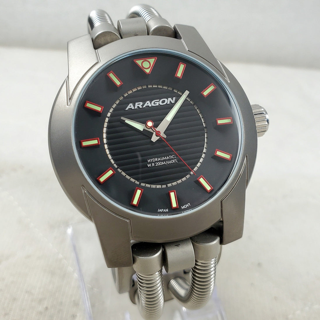 Aragon Hydraumatic A242 Cuff Black Quartz Japan Mov't Diver 200M Men's Watch — Pre-Owned, photo 1
