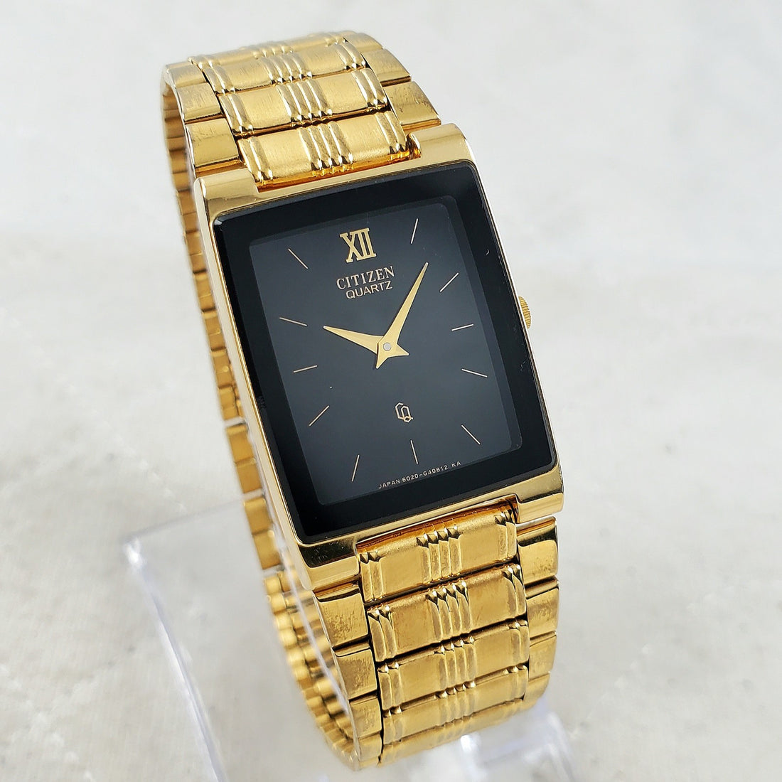 Citizen CQ 6020-G08334 Tank Quartz Black/gold Japan 24MM Watch — Pre-Owned