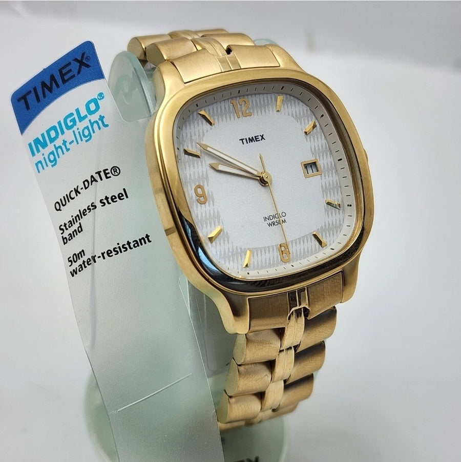 Timex Indiglo T24161 Date WR 50M Gold/white Classic Men's Analog Watch — Pre-Owned, photo 1
