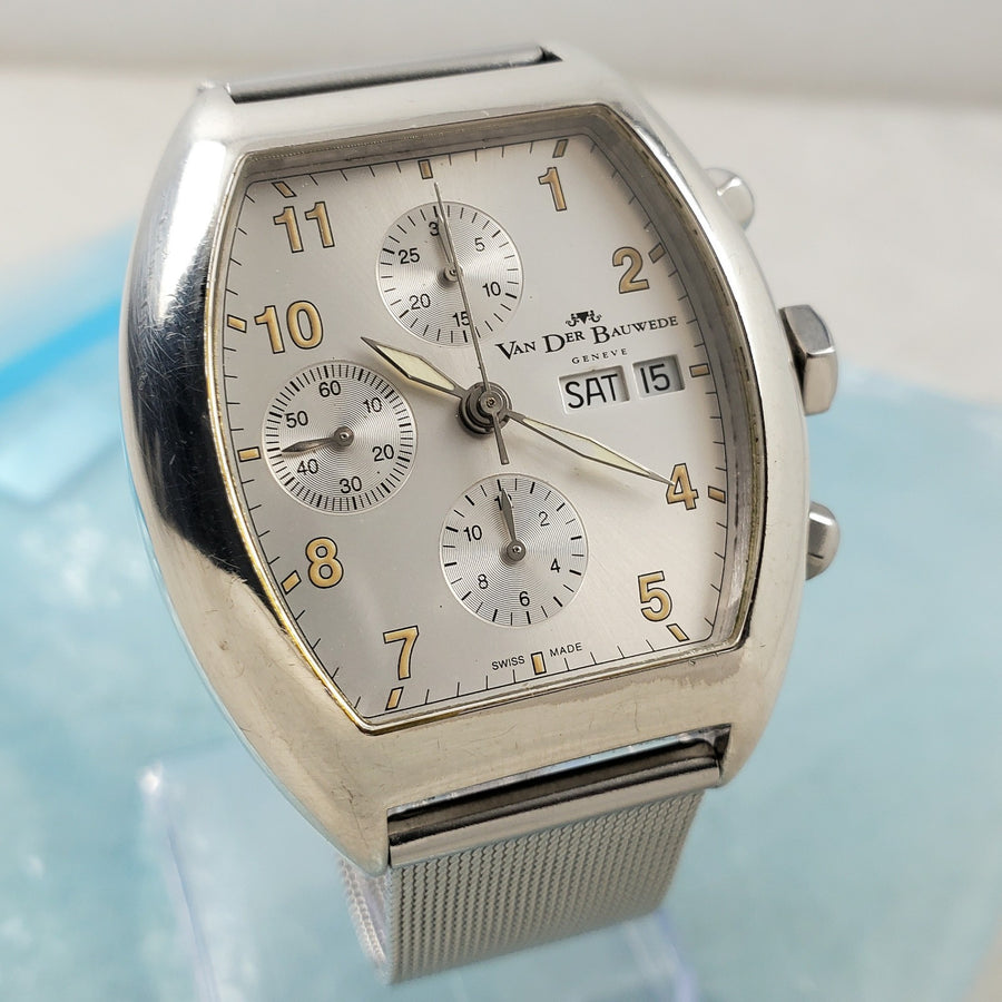 VAN DER Bauwede Magnum Churchill CAL.35 Automatic Chronograph Silver Men's Watch — Pre-Owned, photo 1