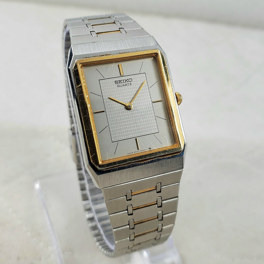 Seiko Tank 6530-5159 Quartz Two-tone Japan 25MM Men's Watch — Pre-Owned