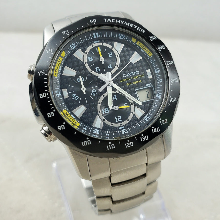 Casio Wave Ceptor WVQ-550 Alarm Chronograph Ana-digi Dual Time 42MM Men's Watch — Pre-Owned, photo 1