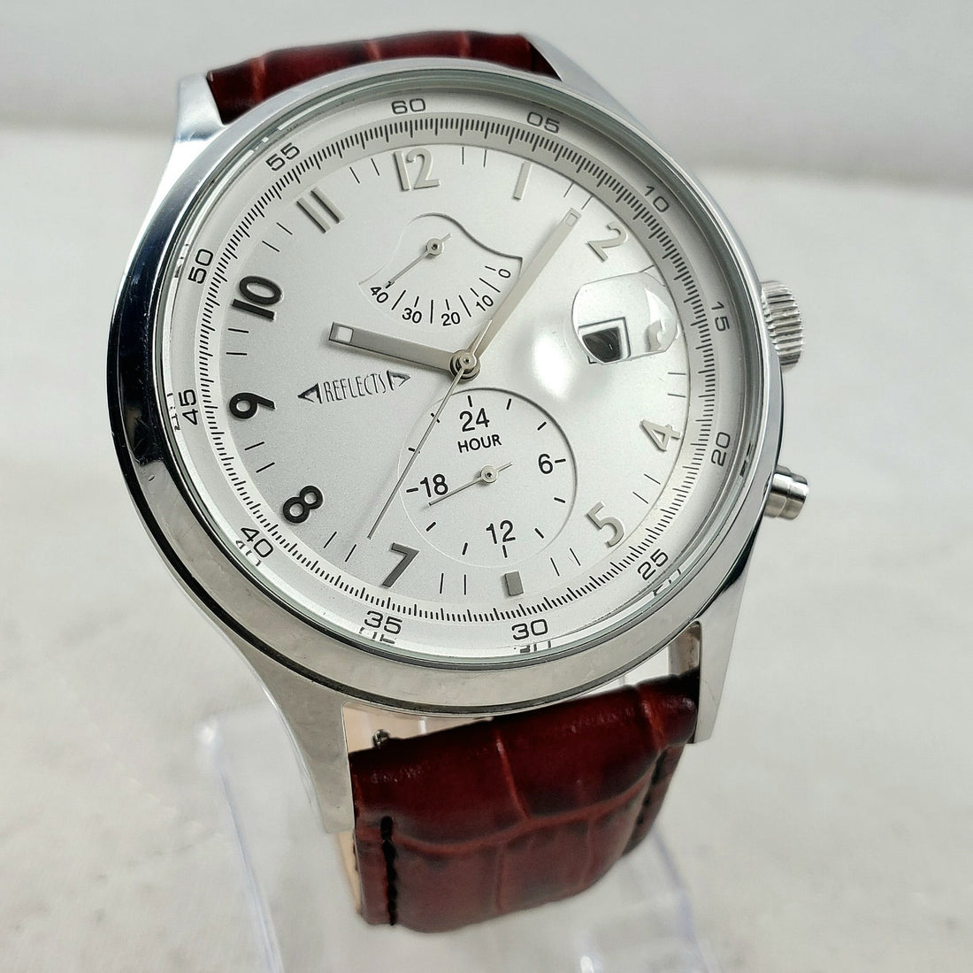 Reflects Automatic Handwind Power Reserve Date Dual Time WR 100M Men's Watch — Pre-Owned, photo 1