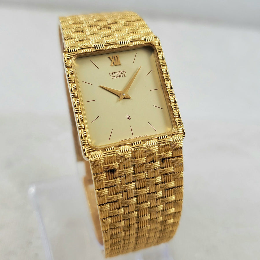 Citizen CQ Quartz 3220-952308 Square Gold Tone Japan 24MM Watch — Pre-Owned