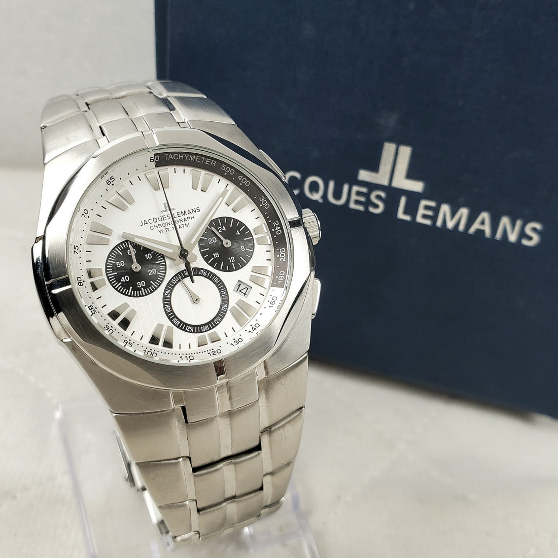 Jacques Lemans Chronograph T Tachymeter 1-1348 Panda WR 100M Men's Watch — Pre-Owned, photo 1