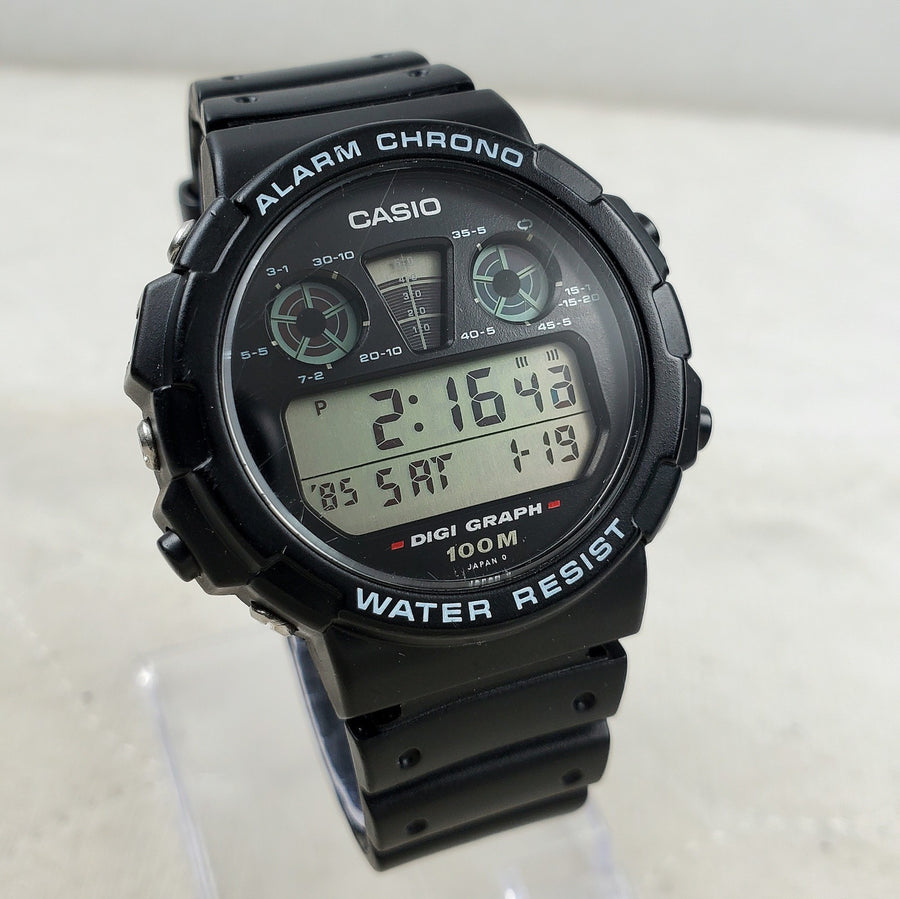 Casio DGW-30 Black Digi Graph Black Alarm Chronograph Men's Watch — Pre-Owned