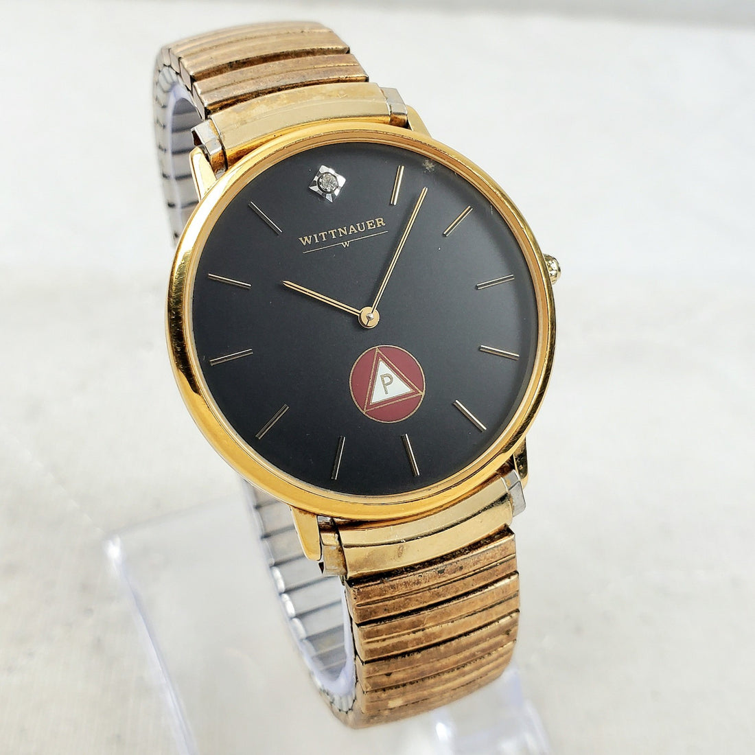 Wittnauer Pilgrim Degree of Merit Diamond Black/gold Quartz 33MM Watch — Pre-Owned, photo 1