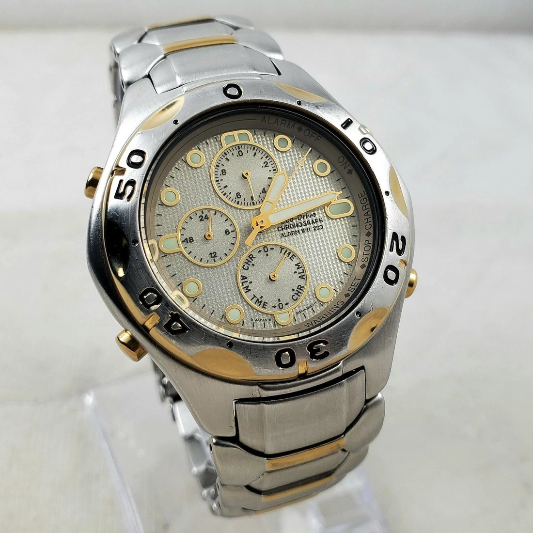 Citizen Solar-tech 0850-H19357 Alarm Chronograph Two-tone Japan Men's Watch — Pre-Owned